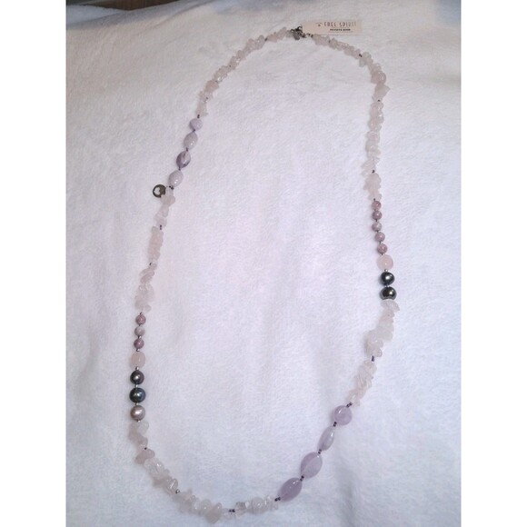 NWT Peyote Bird Free Spirit Gemstones Pearls Chips Bead Mix Long Necklace 34" - Picture 4 of 12